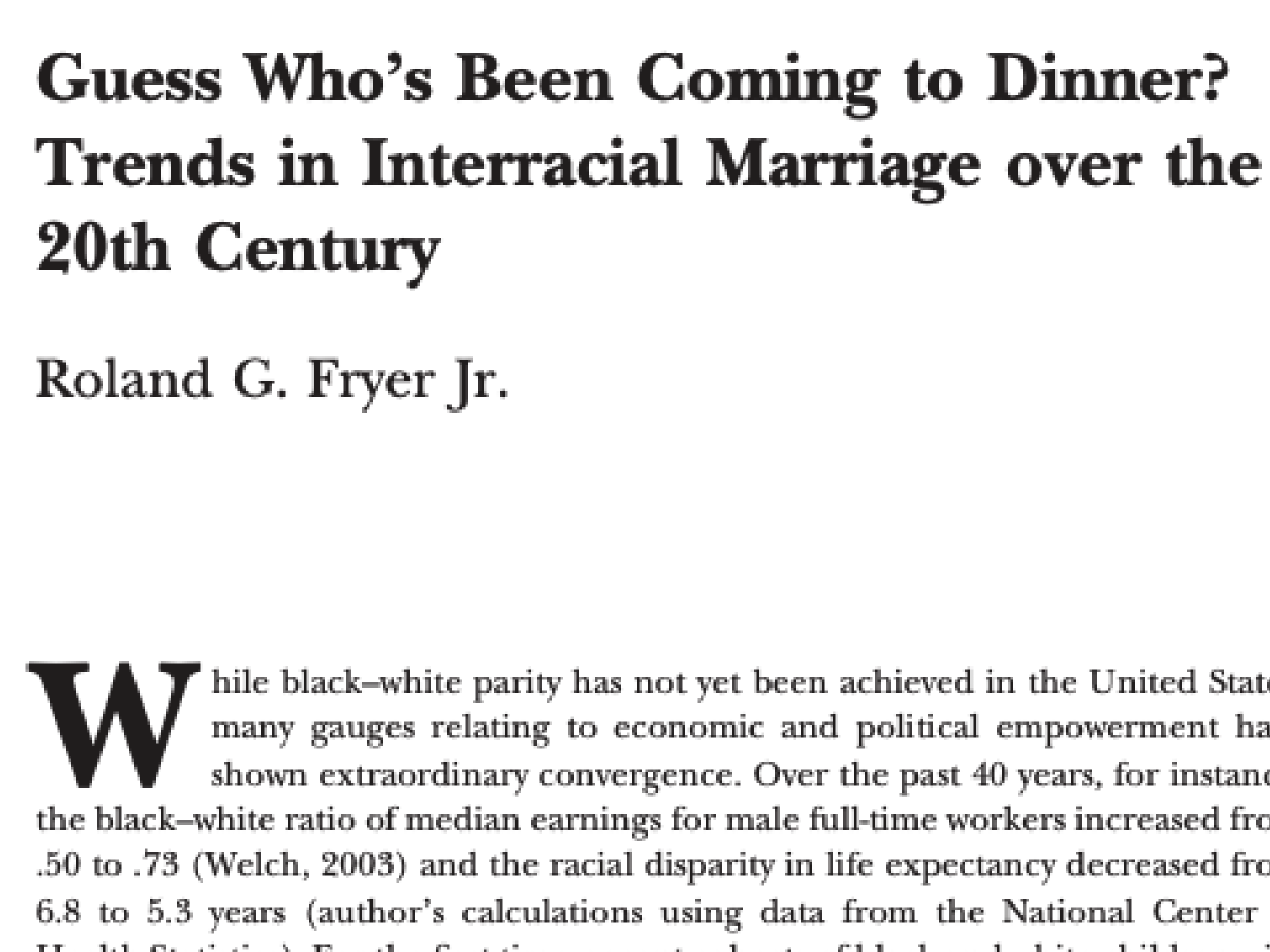 Guess Who's Been Coming to Dinner? Trends in Interracial Marriage over the 20th Century